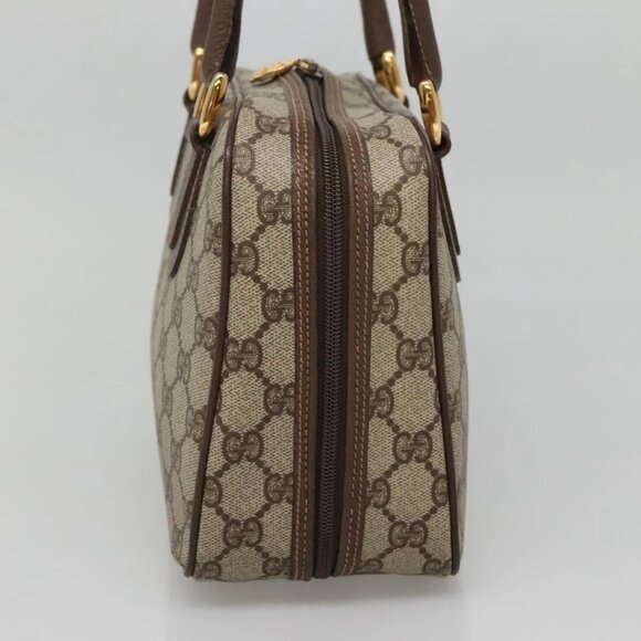 GUCCI GG Supreme Hand Bag PVC Beige Gold 000 58 6090 Auth SW1472 - Picture 4 of 16